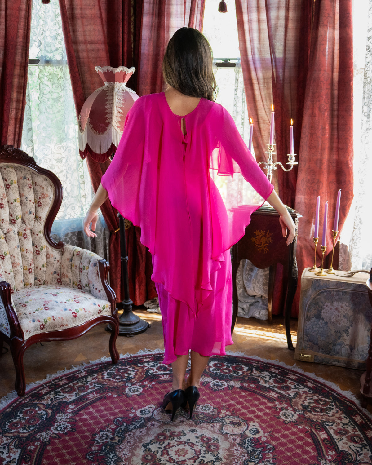 The Vesper Cape in Magenta